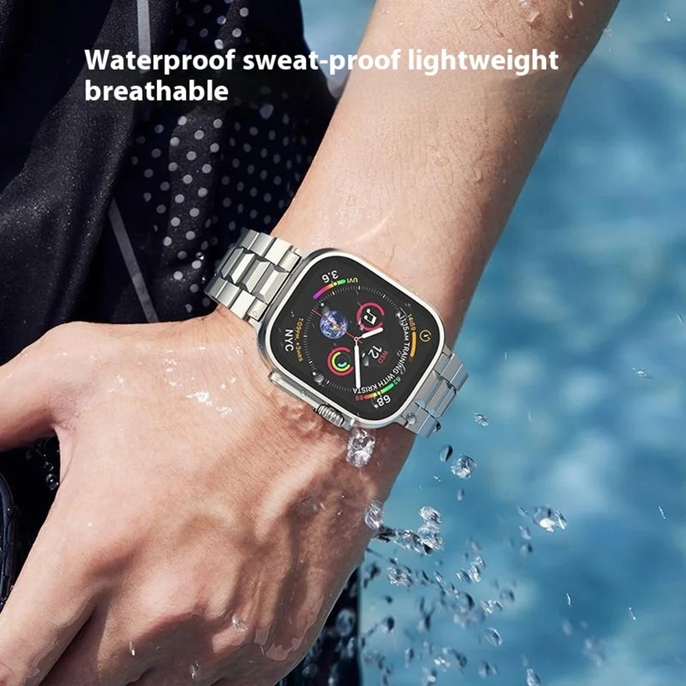 Wrist Band for Apple Watch Ultra 3 2 1 49mm / Series 11 10 46mm / 9 8 7 45mm / SE3 SE2 SE 6 5 4 44mm / 3 2 1 42mm Titanium Alloy Replacement Watch Strap - Titanium - 6