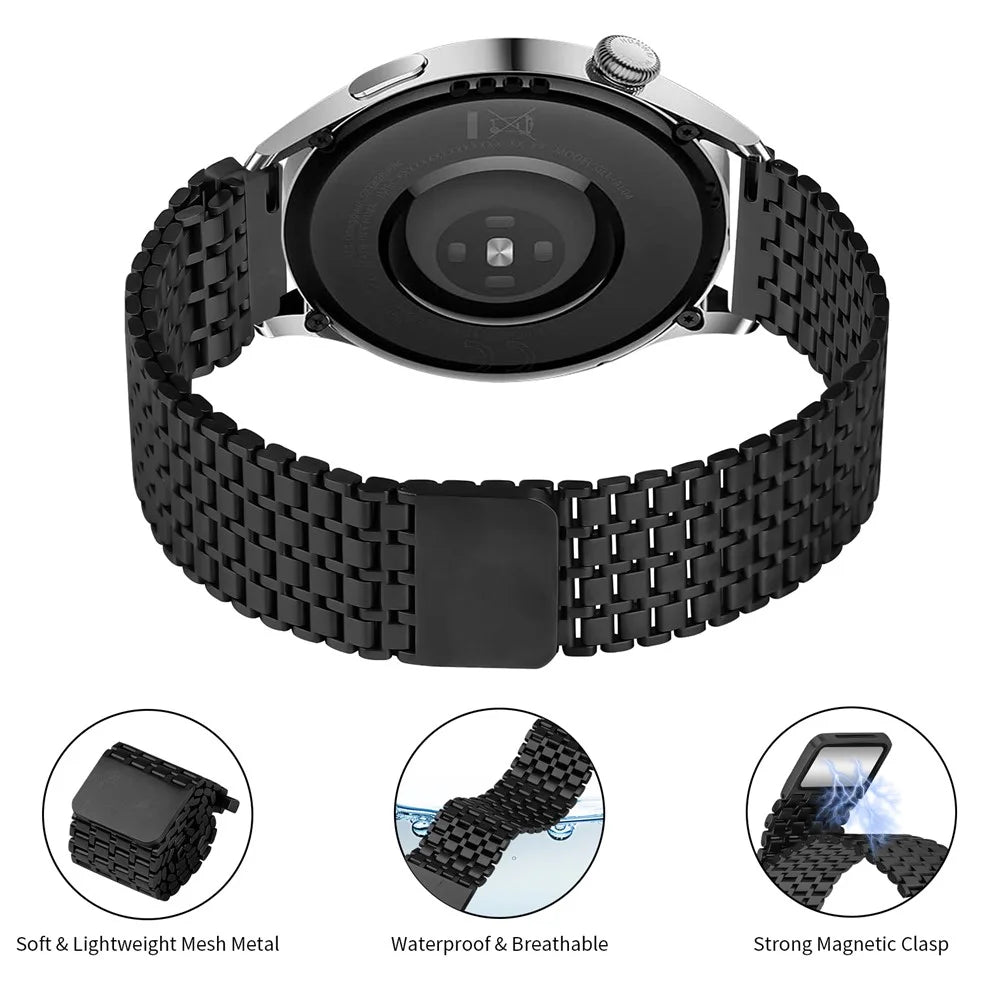 For Huawei Watch 4 Pro / Watch 4 Bands Adjustable Stainless Steel Magnetic Clasp Watchband Wrist Strap - Black - 3