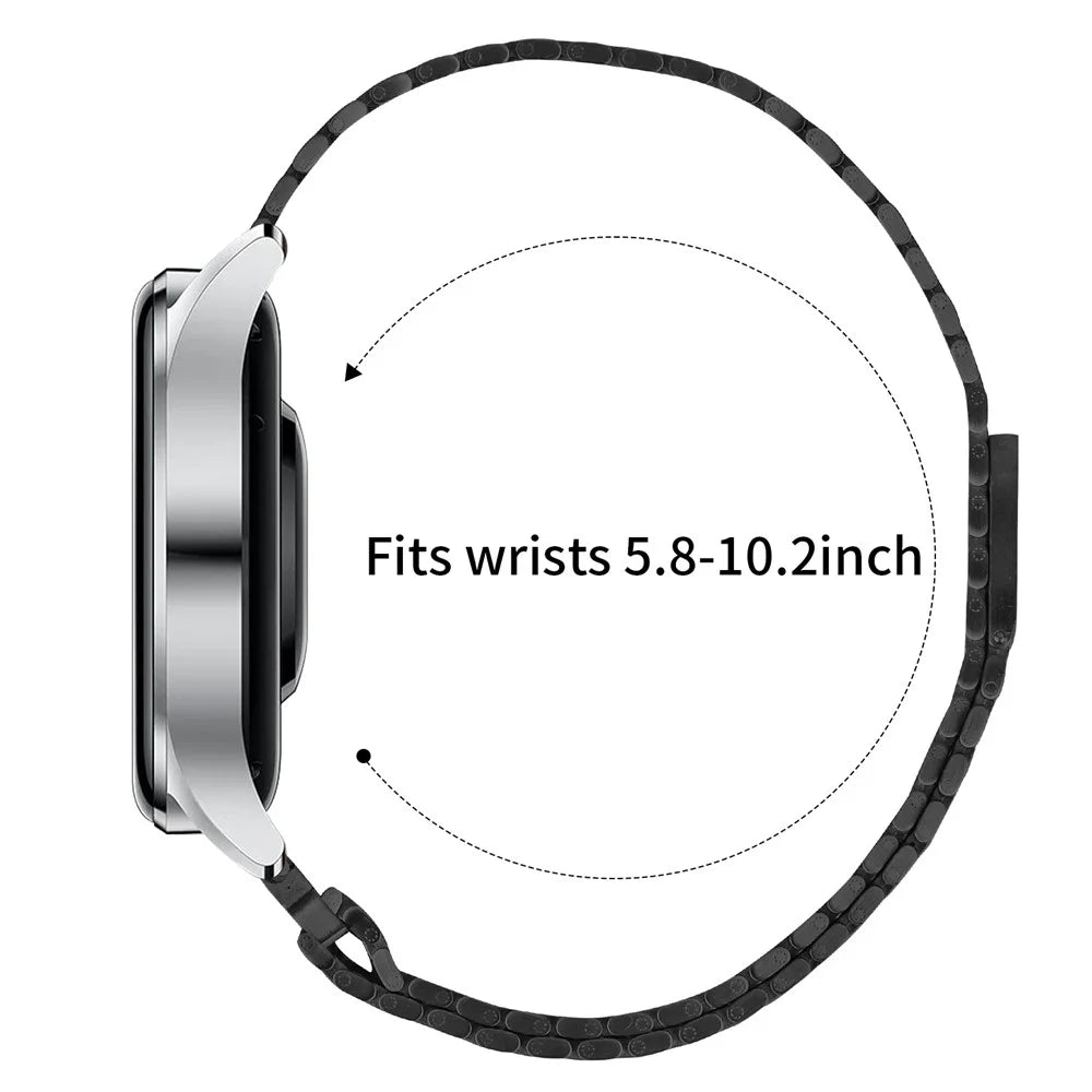 For Huawei Watch 4 Pro / Watch 4 Bands Adjustable Stainless Steel Magnetic Clasp Watchband Wrist Strap - Black - 7