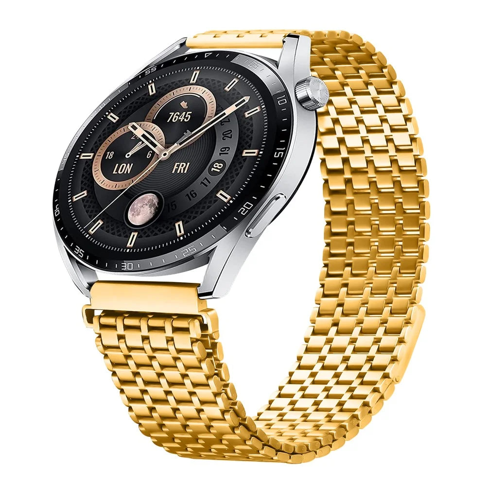 For Huawei Watch 3 Pro New Bands Adjustable Stainless Steel Magnetic Clasp Watchband Wrist Strap - Gold - 2