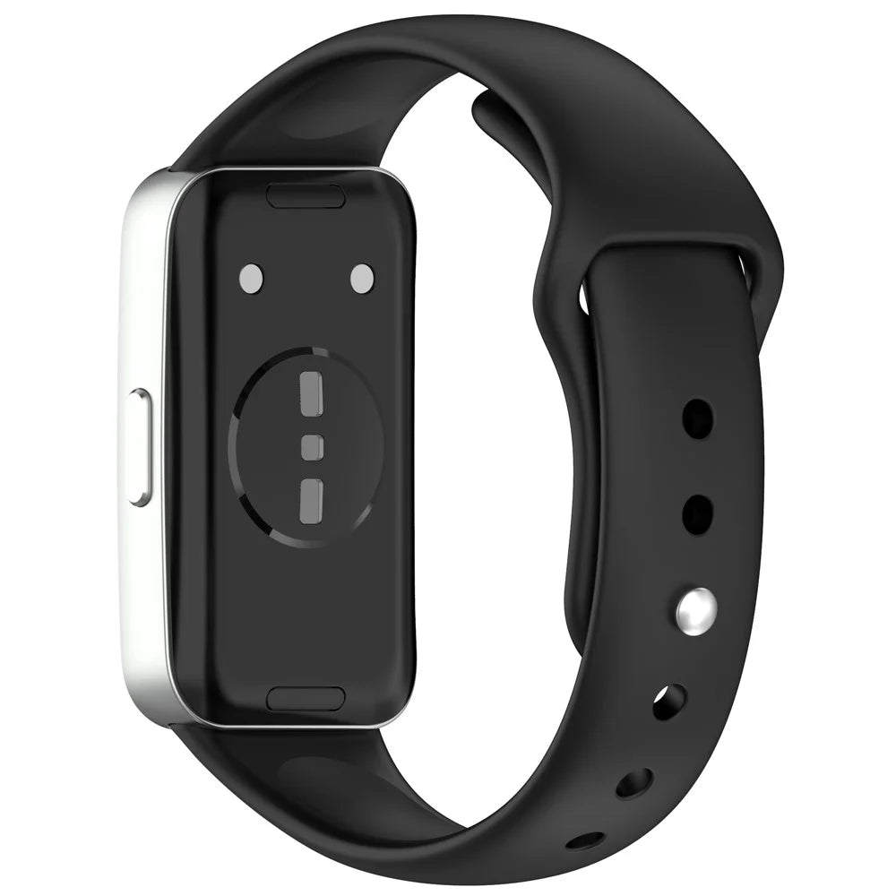 For Huawei Band 10 / 10 NFC / 9 / 9 NFC / 8 / 8 NFC Silicone Wristband Replacement Strap Sports Fitness Tracker Band - Black - 1