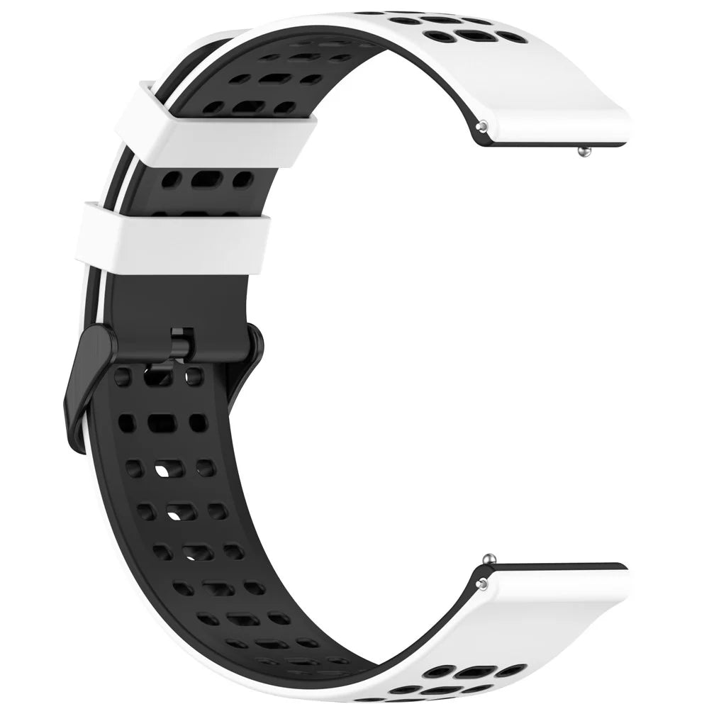 For Huawei Watch GT 5 46mm / Keep Watch Pilot 1 Watch Band Three Hole Design 22mm Dual Color Silicone Strap - White + Black - 4
