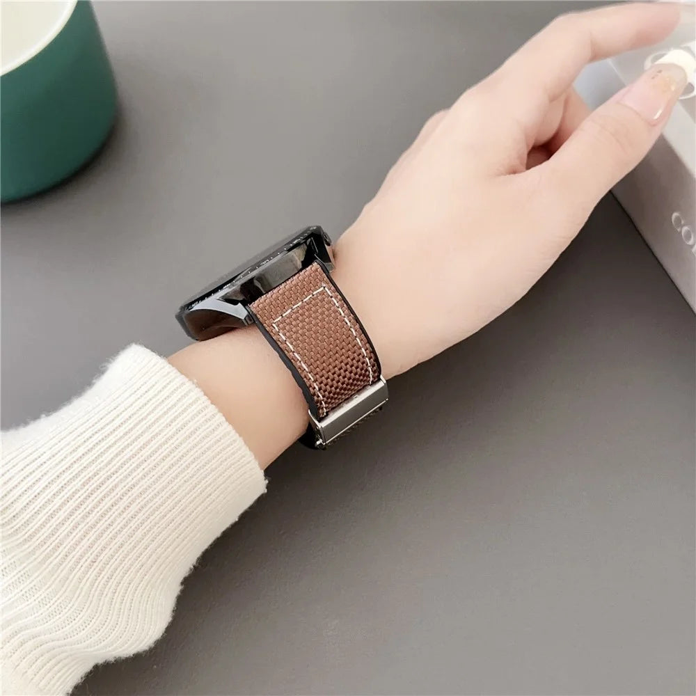 For Huawei Watch GT 5 46mm Watch Band 22mm Silicone + Silk Folding Buckle Wrist Strap - Coffee - 2