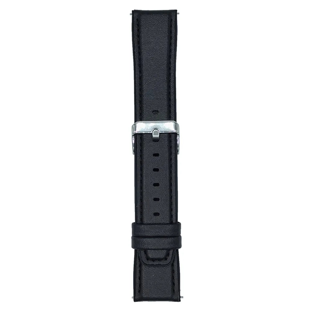 20mm Watch Band for Samsung Galaxy Watch7 44mm / 40mm Flat End Napa Texture PU Covered Silicone Strap - Black - 1