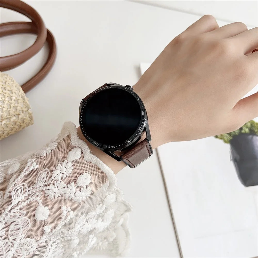20mm Watch Band for Samsung Galaxy Watch7 44mm / 40mm Flat End Napa Texture PU Covered Silicone Strap - Black - 3