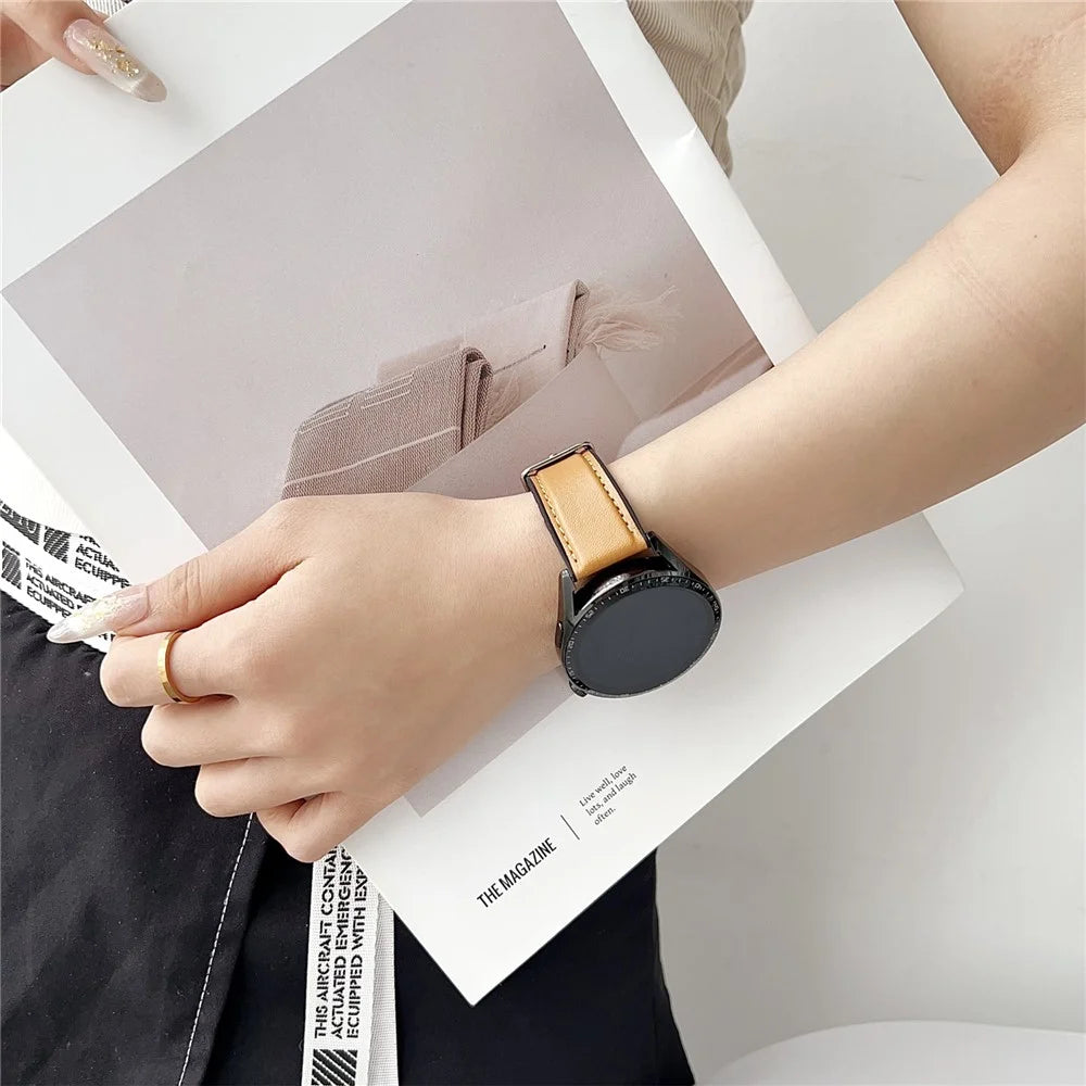 20mm Watch Band for Samsung Galaxy Watch7 44mm / 40mm Flat End Napa Texture PU Covered Silicone Strap - Black - 6