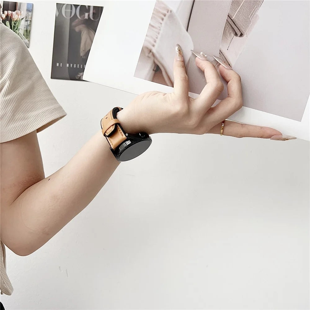 20mm Watch Band for Samsung Galaxy Watch7 44mm / 40mm Flat End Napa Texture PU Covered Silicone Strap - Black - 7