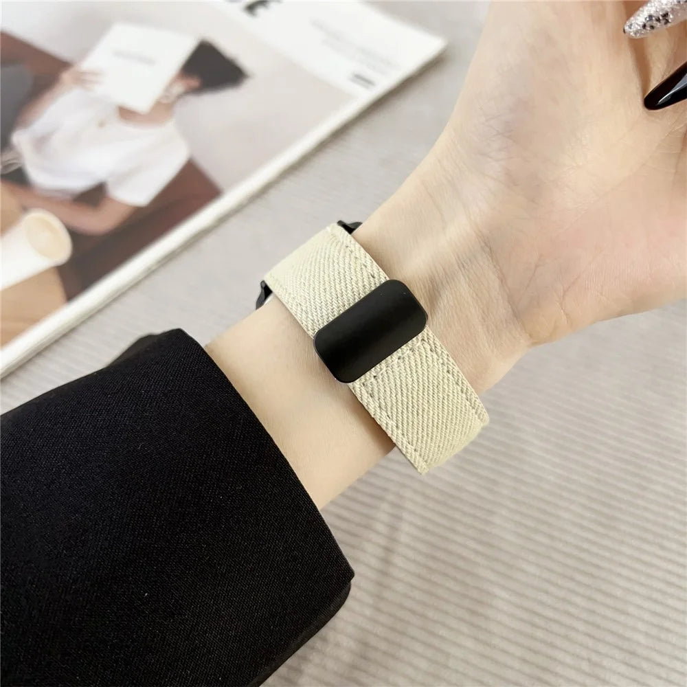 Watch Band For Apple Watch Series 11 10 42mm / 9 8 7 41mm / SE3 SE2 SE 6 5 4 40mm / 3 2 1 38mm Magnetic Buckle Leather Nylon Wrist Strap - Coffee - 6