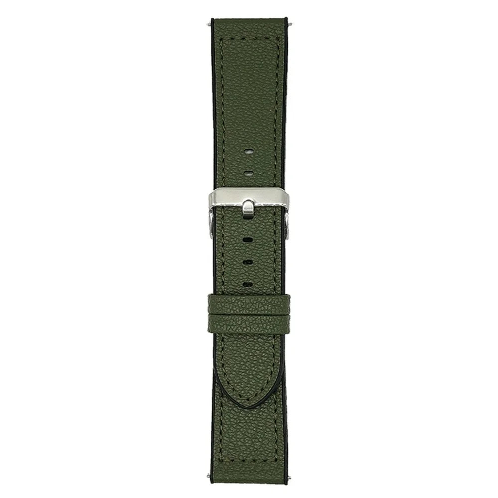 20mm Universal Watch Band For Samsung Galaxy Watch7 / Watch6 Silicone Leather Coated Wrist Strap - Army Green - 1