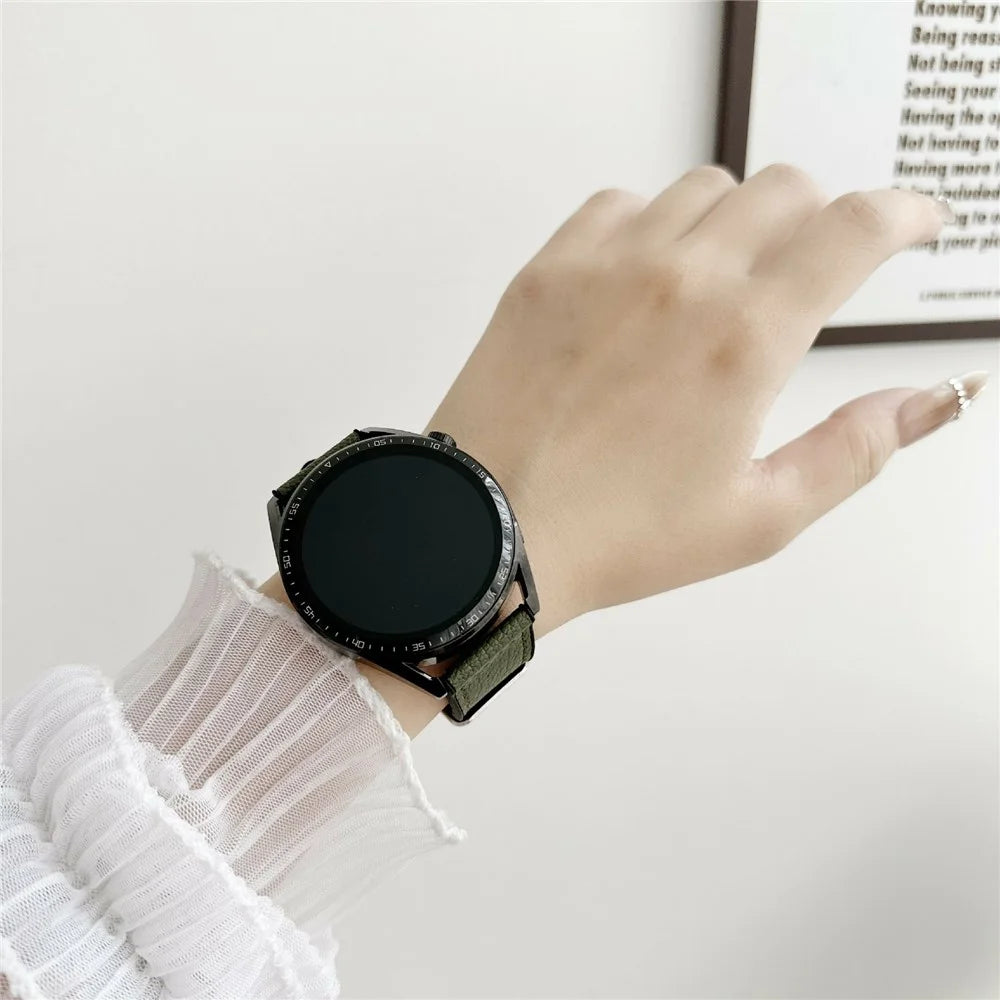 20mm Universal Watch Band For Samsung Galaxy Watch7 / Watch6 Silicone Leather Coated Wrist Strap - Army Green - 3