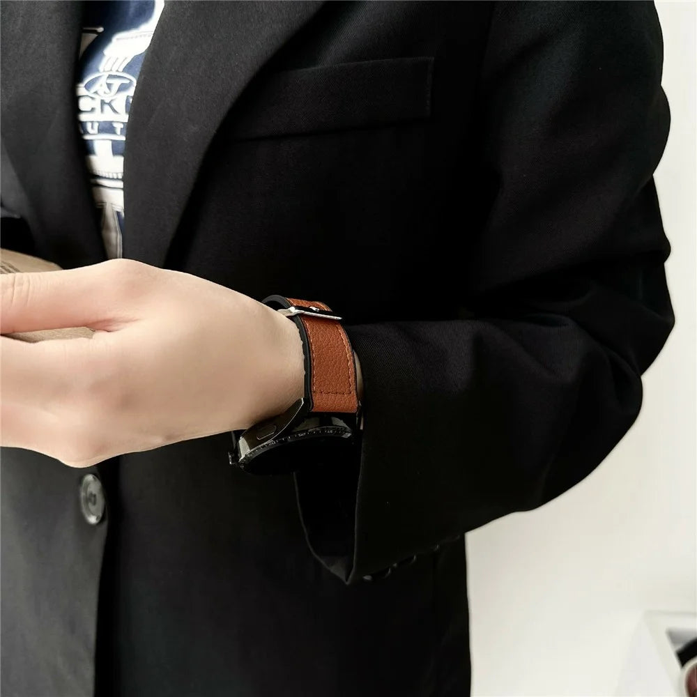 20mm Universal Watch Band For Samsung Galaxy Watch7 / Watch6 Silicone Leather Coated Wrist Strap - Army Green - 7
