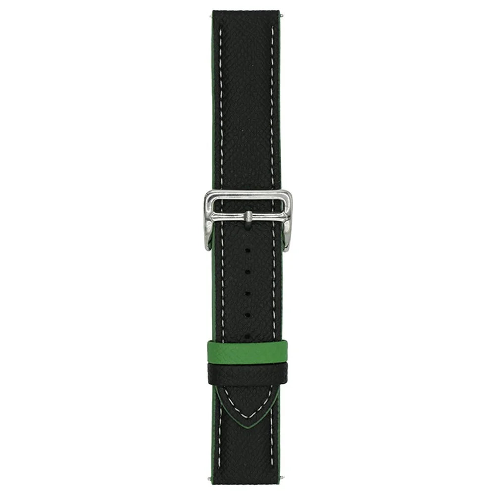 Dual Color Leather Bands For Samsung Galaxy Watch7 / Watch6 Watchbands 20mm Universal Wrist Strap - Black - 1