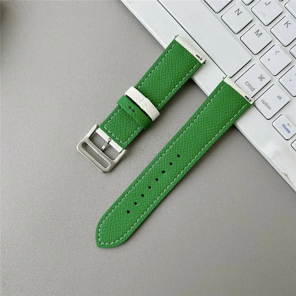 Dual Color Leather Bands For Samsung Galaxy Watch7 / Watch6 Watchbands 20mm Universal Wrist Strap - Black - 6