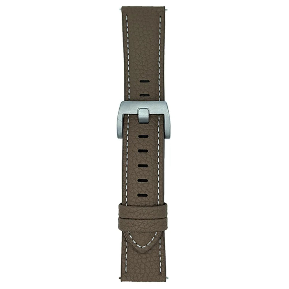 Litchi Texture Leather Band For Samsung Galaxy Watch7 / Watch6 Watchbands Universal 20mm Strap - Grey Brown - 1