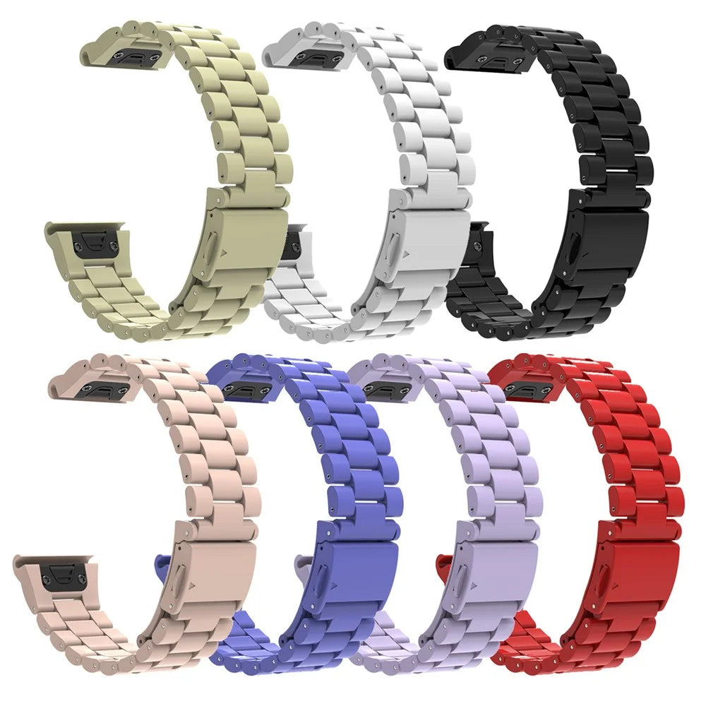 QuickFit 26mm Watch Band For Garmin Fenix 7X Pro 51mm / 7X / 6X Pro / 6X Plastic Three-Bead Wrist Strap - Black - 7