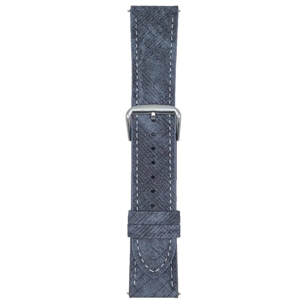 For Samsung Galaxy Watch7 / Watch6 Watch Bands Universal 20mm Leather Wrist Strap with Steel Buckle - Indigo - 1