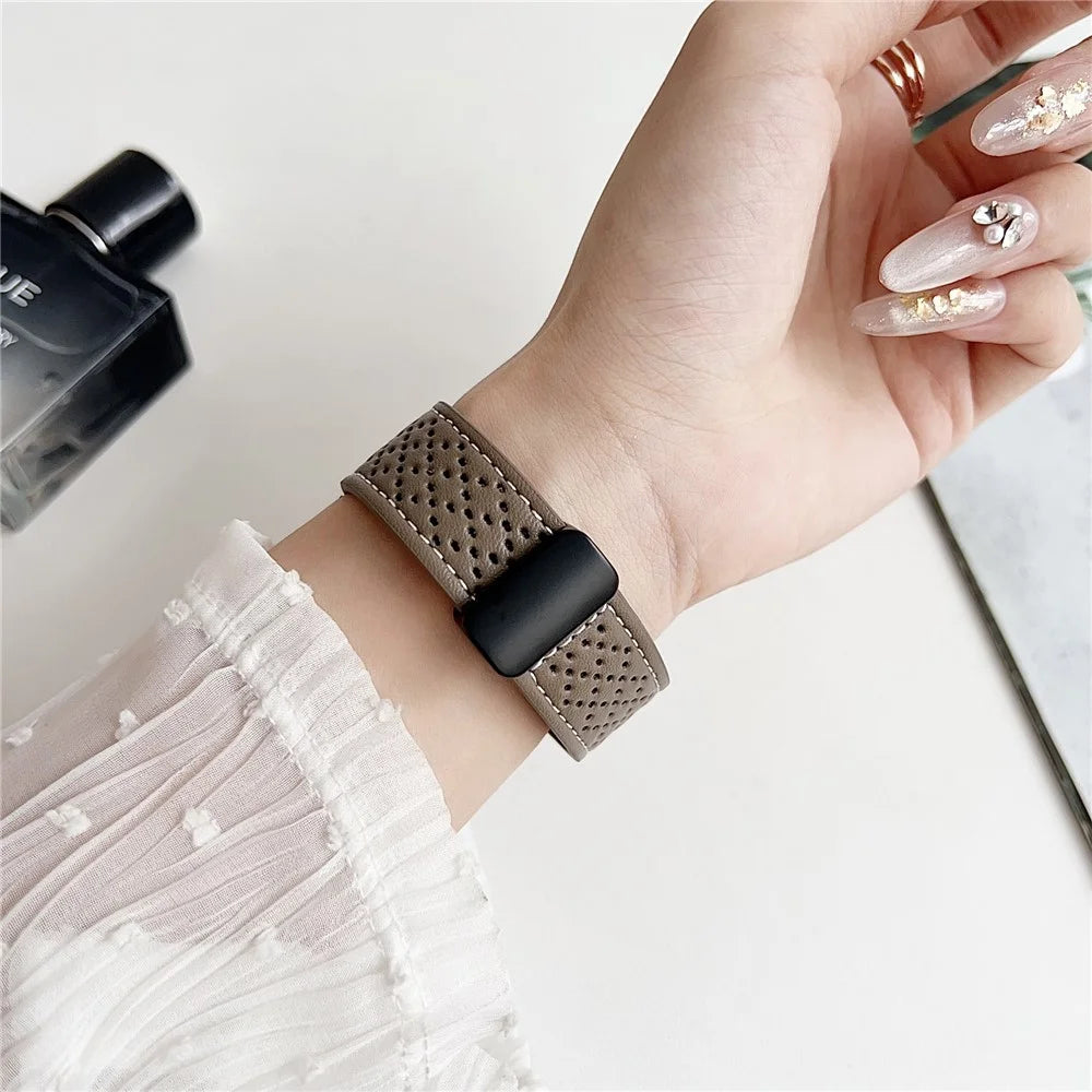 For Samsung Galaxy Watch7 / Watch6 Microfiber Leather Watch Bands 20mm Breathable Magnetic Strap - Brown - 4