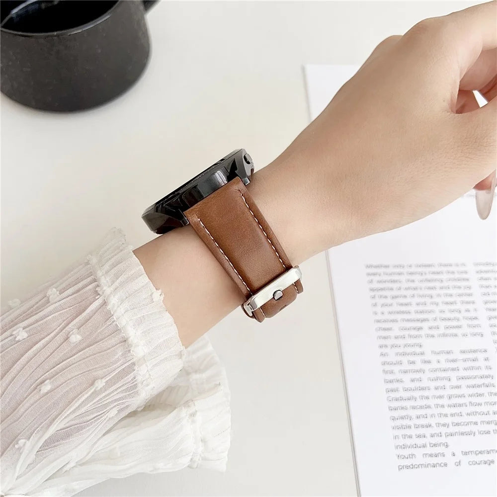 For Samsung Galaxy Watch7 44mm / 40mm Watch Band 20mm Crazy Horse Texture Leather Wrist Strap - Yellow Brown - 4