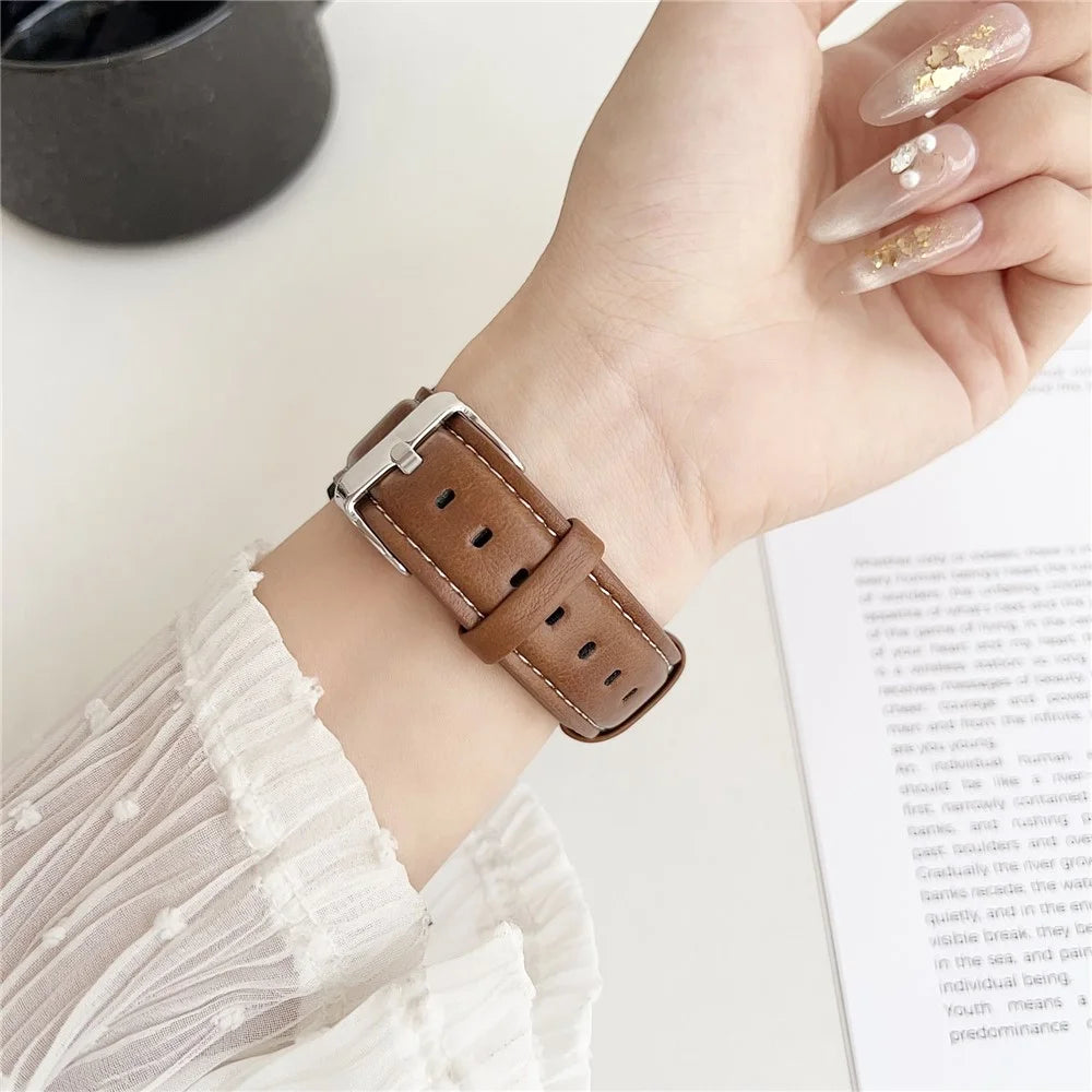 For Samsung Galaxy Watch7 44mm / 40mm Watch Band 20mm Crazy Horse Texture Leather Wrist Strap - Yellow Brown - 5