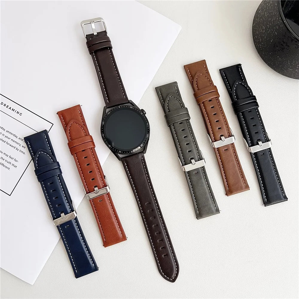 For Samsung Galaxy Watch7 44mm / 40mm Watch Band 20mm Crazy Horse Texture Leather Wrist Strap - Yellow Brown - 6