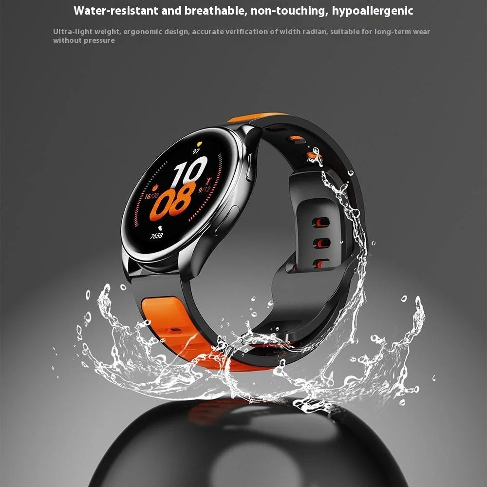 For Huawei Watch GT 5 46mm / GT 5 Pro 46mm Silicone Strap 22mm Dual Color Sport Wrist Band - Orange / Grey - 4