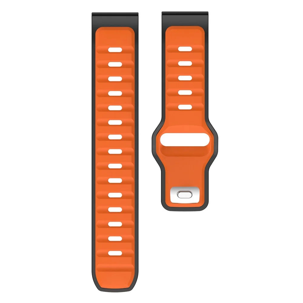 20mm Silicone Strap for Samsung Galaxy Watch7 40mm/44m/Huami Amazfit Active 2 Dual Color Sport Wrist Band - Orange / Black - 1