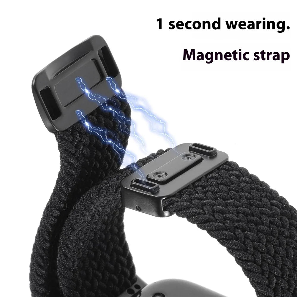 Replacement Strap for Huawei Watch Fit 4 Pro / 4 / 3 Nylon Braided Watch Band with Magnetic Buckle (Metal Joint) - Baby Blue - 4