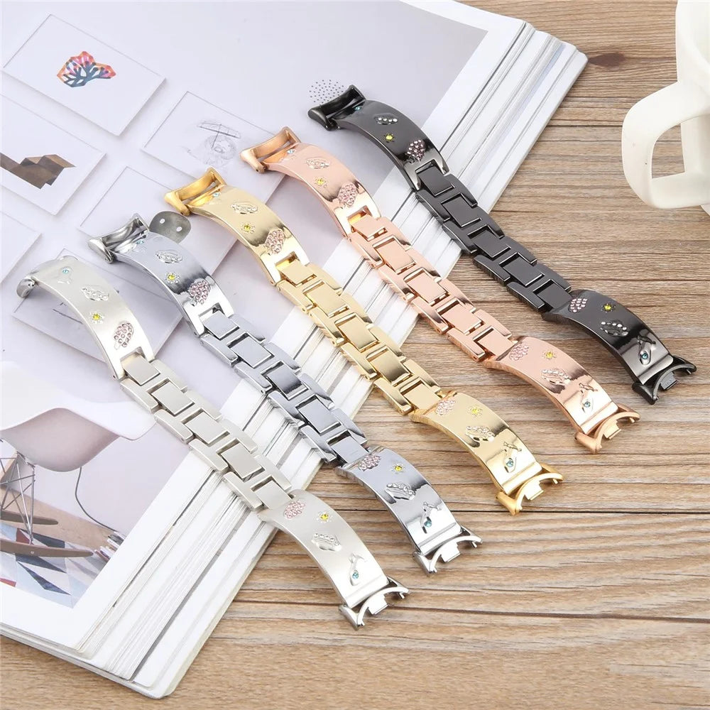 For Xiaomi Smart Band 9 / 8 Rhinestone Decor Metal Bracelet Strap Replacement Watch Band - Black - 5