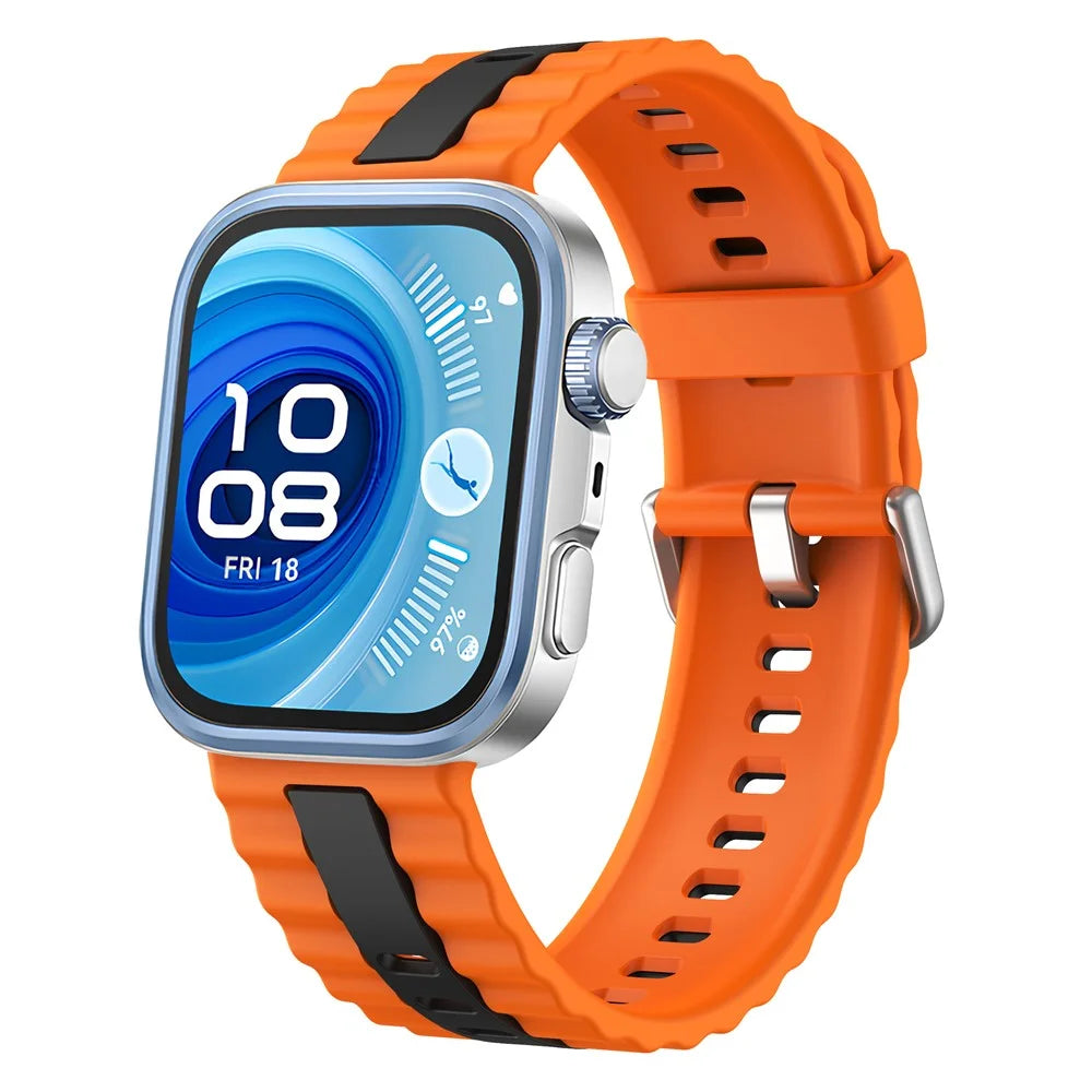 Silicone Band for Huawei Watch Fit 4 Pro / Fit 4 / Fit 3 Dual Color Replacement Watch Strap - Orange+Black - 2