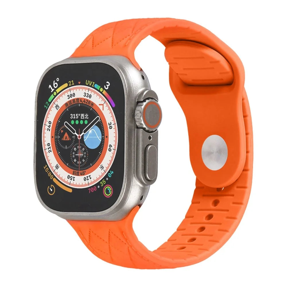 Silicone Band for Apple Watch Series 11 10 42mm / 9 8 7 41mm / SE3 SE2 SE 6 5 4 40mm / 3 2 1 38mm Rhombus Design Watch Strap - Orange - 2