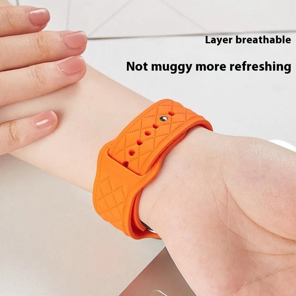 Silicone Band for Apple Watch Series 11 10 42mm / 9 8 7 41mm / SE3 SE2 SE 6 5 4 40mm / 3 2 1 38mm Rhombus Design Watch Strap - Orange - 4