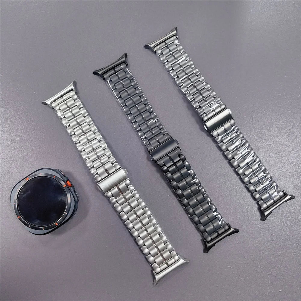 For Samsung Galaxy Watch Ultra2 47mm / Watch Ultra (2025) 47mm / Watch Ultra 47mm Semicircular Design Watch Band Titanium Alloy 5-Bead Wrist Strap - Black - 3