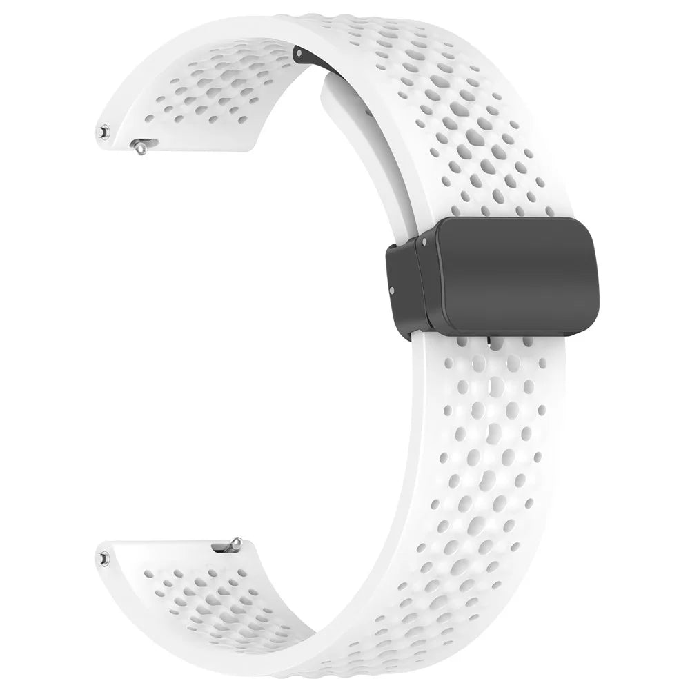 For Xiaomi Watch S4 Sport Watch Band 22mm Magnetic Buckle Perforated Silicone Wrist Strap - White - 3
