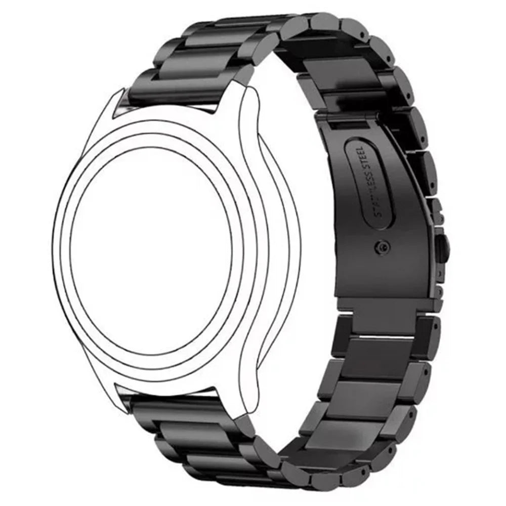 12mm Watch Band for Huawei Band 10 / 9 / 8 / Xiaomi Smart Band 9 / 8 Metal Wrist Strap 3-Bead Design - Black - 4