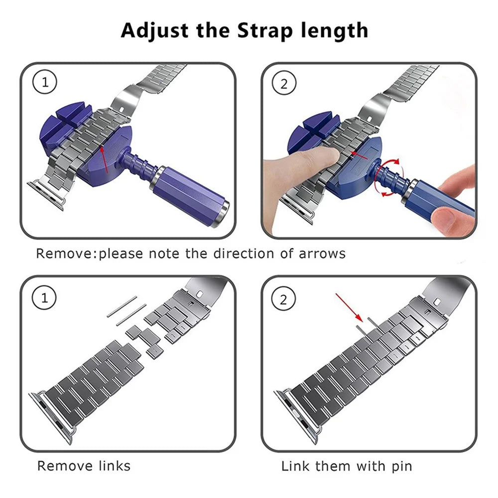 JLT Three Beads Stainless Steel Flat Buckles Watch Strap Band for Apple Watch Series 9 / 8 / 7 / 6 / SE (2023) / SE(2022) 40mm / 3 / 2 / 1 38mm - Pink - 4