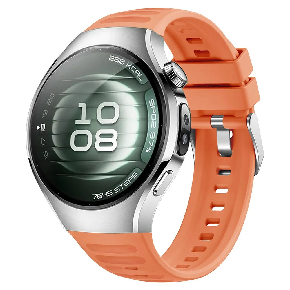 For Huawei Watch 5 42mm Watch Band Wave Texture Silicone Adjustable Strap - Orange - 2