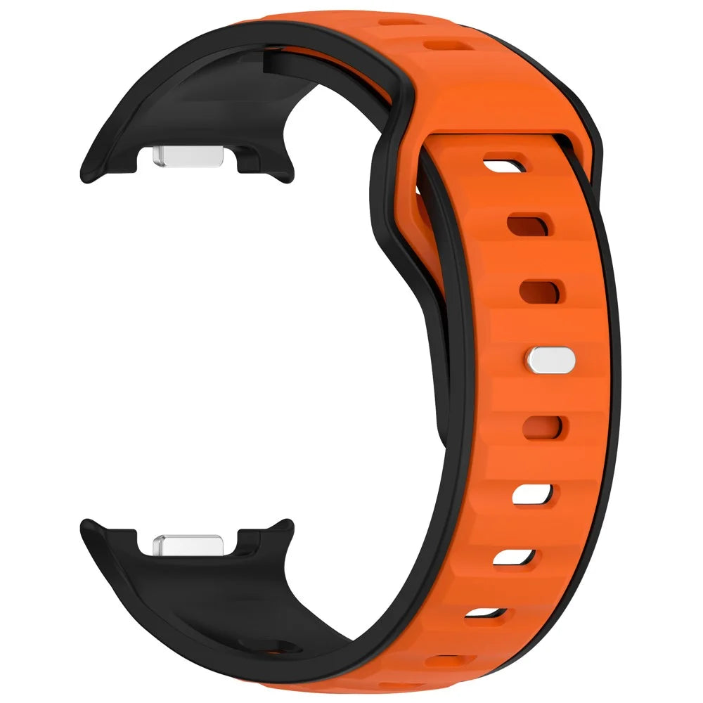 Silicone Strap for Samsung Galaxy Watch8 44mm / 40mm / Watch8 Classic 46mm Dual Color Design Replacement Watch Band - Black / Orange - 2