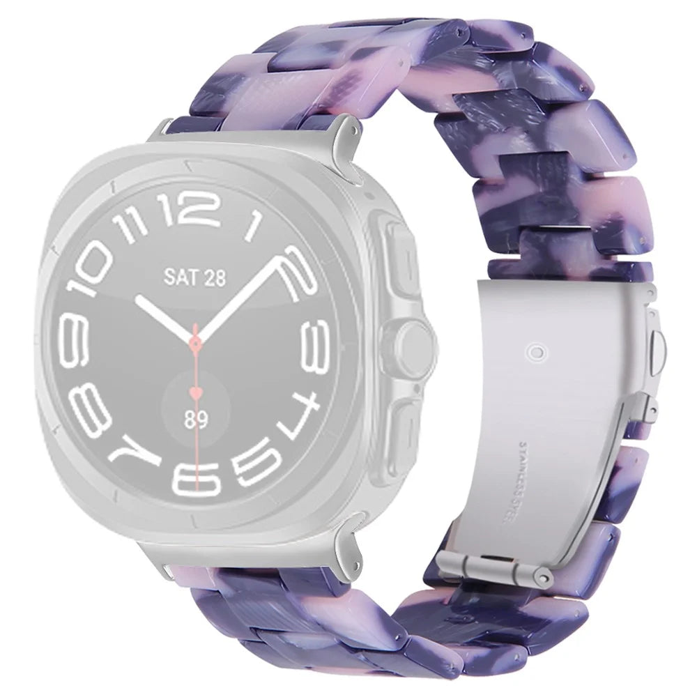 Acrylic Waterproof Resin Watch Band for Samsung Galaxy Watch8 44mm / 40mm / Watch8 Classic 46mm - Black / Pink - 1