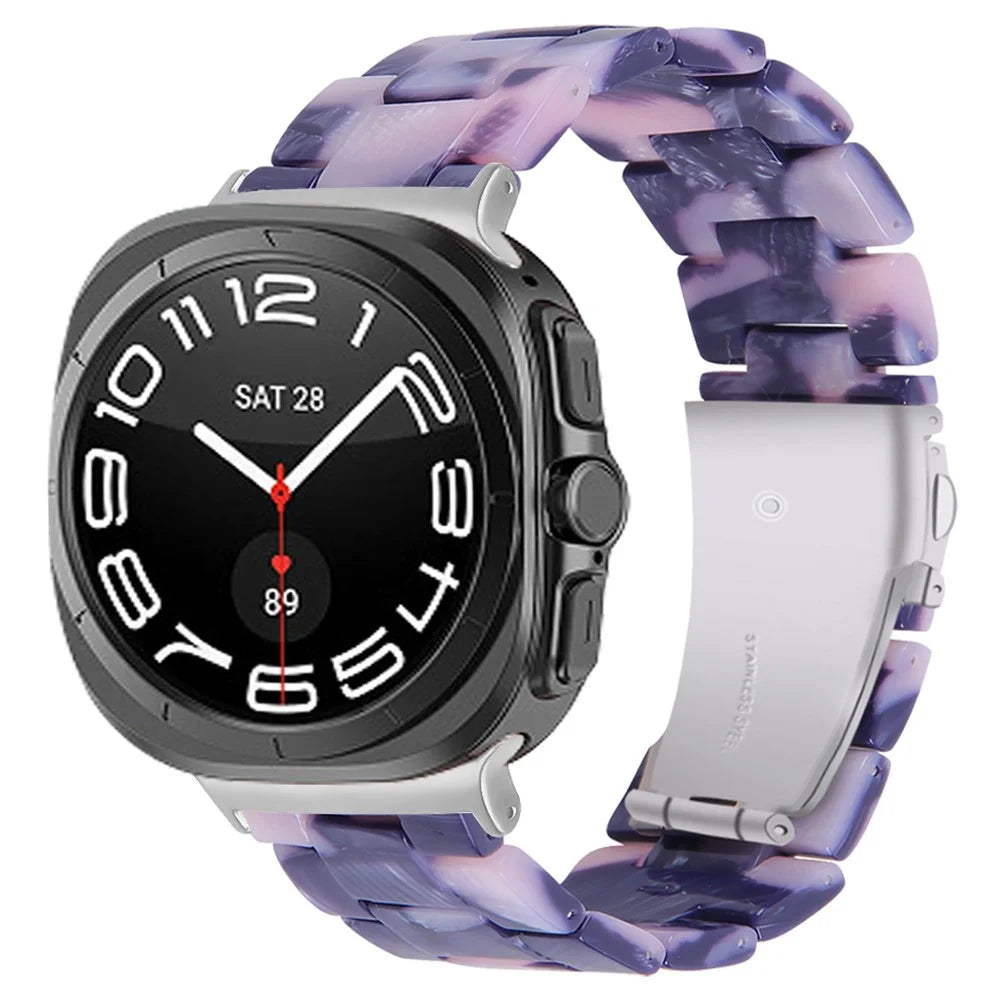 Acrylic Waterproof Resin Watch Band for Samsung Galaxy Watch8 44mm / 40mm / Watch8 Classic 46mm - Black / Pink - 2