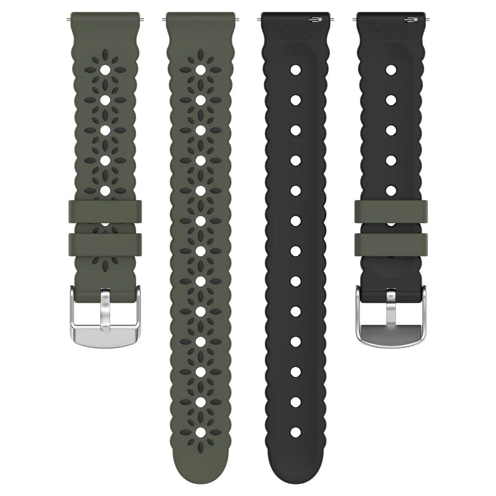 For Samsung Galaxy Watch7 44mm / 40mm Silicone Strap 20mm Sunflower Dual Color Watch Band - Army Green / Black - 5