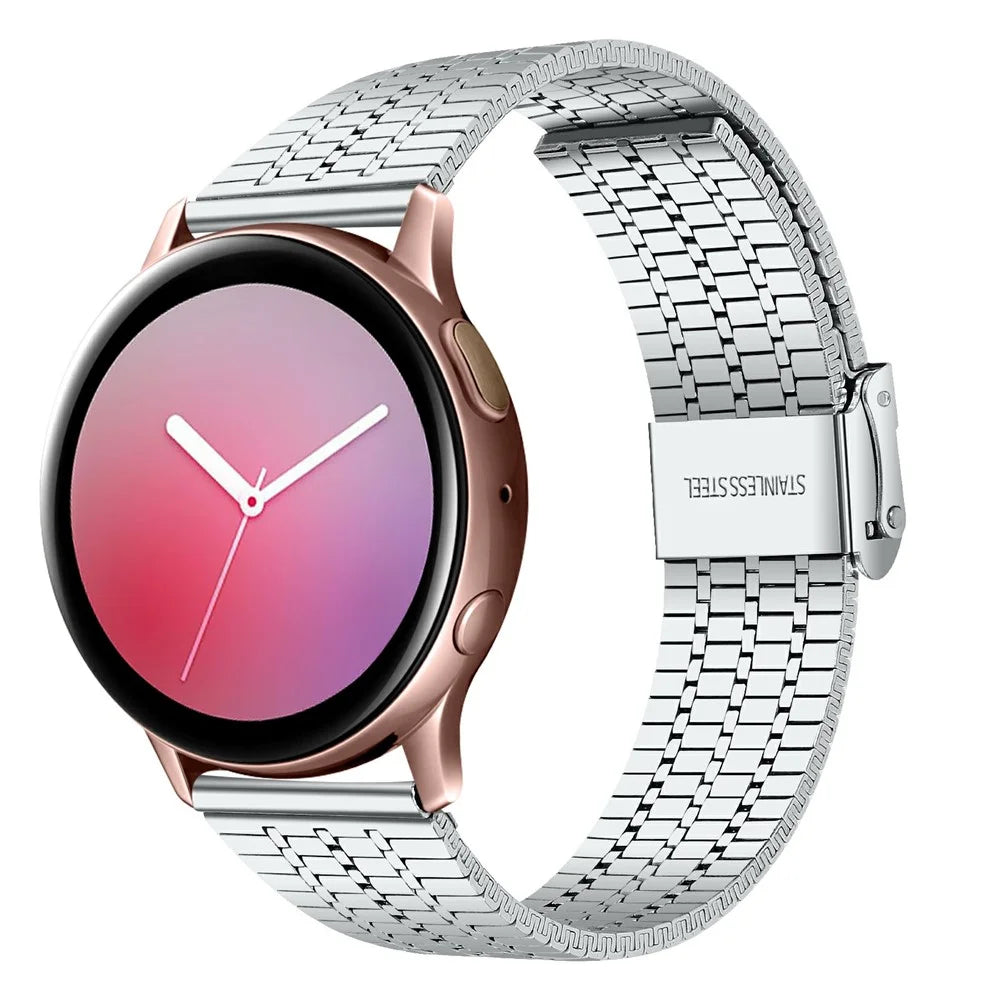 Watch Band for Garmin Vivoactive 4 Stainless Steel 7-Beads Silver Strap - 2