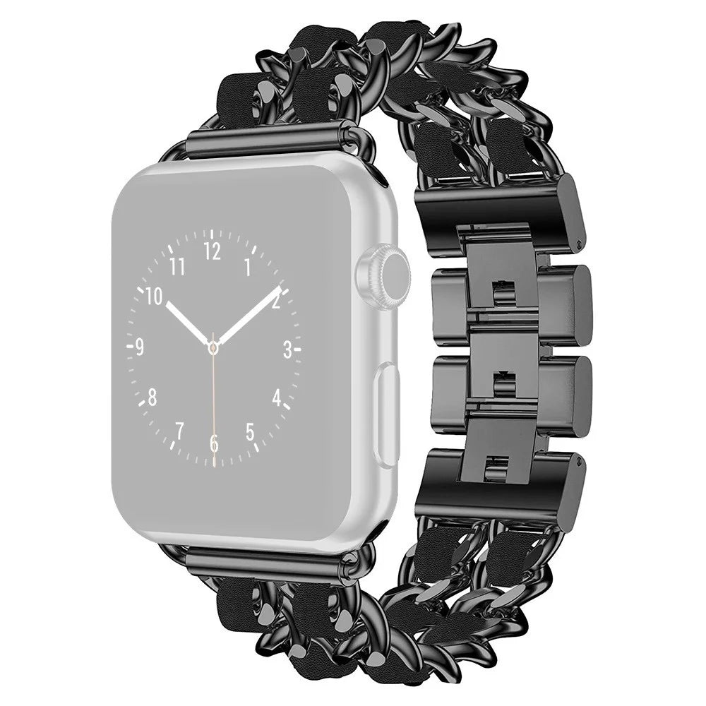 Chain Style Stainless Steel Watch Strap for Apple Watch Series 11 10 42mm / 9 8 7 41mm / SE3 SE2 SE 6 5 4 40mm / 3 2 1 38mm - Black / Black - 1