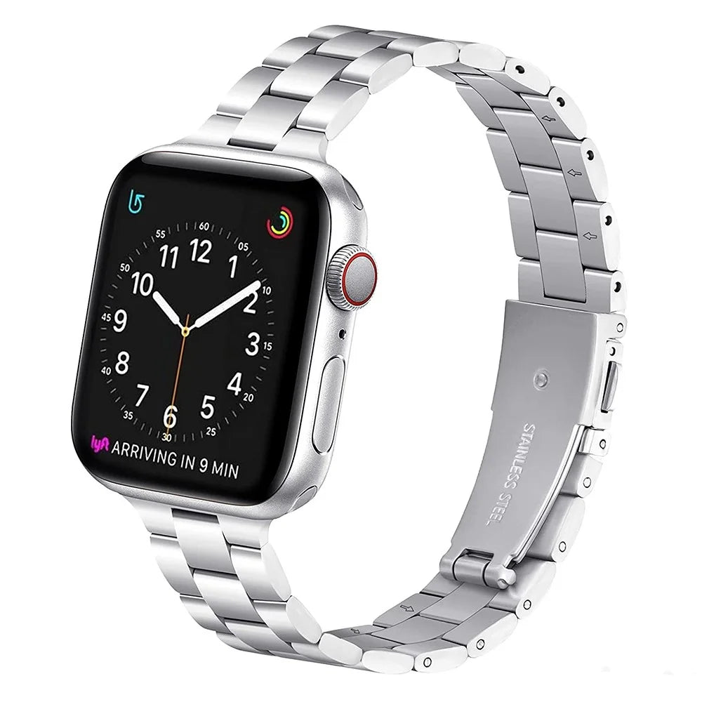 Steel Metal Smart Watch Band Wrist Strap Replacement for Apple Watch Series 11 10 42mm / 9 8 7 41mm / SE3 SE2 SE 6 5 4 40mm / 3 2 1 38mm -Silver - 2