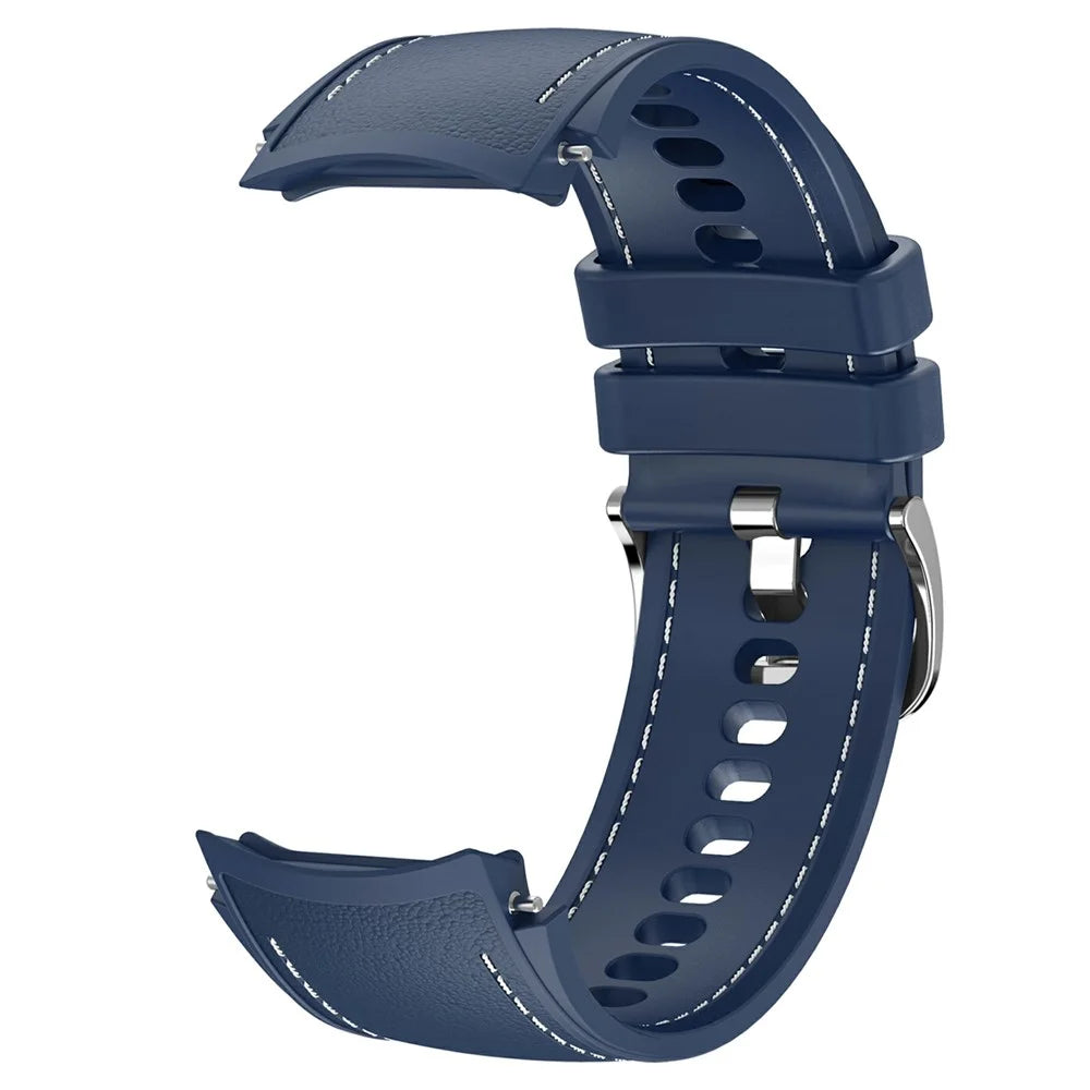 For Oppo Watch X2 Smartwatch Band Stitched Line Design Adjustable Silicone Strap + Watch Case - Midnight Blue - 4