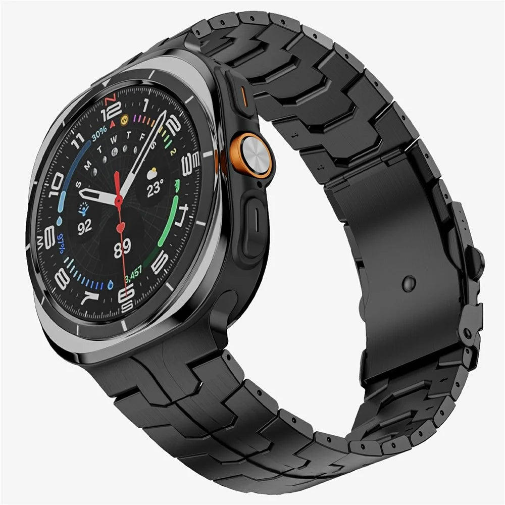 Stainless Steel Watch Band For Samsung Galaxy Watch8 44mm / 40mm / Watch8 Classic 46mm Double Folding Buckle Wrist Strap Black - 2