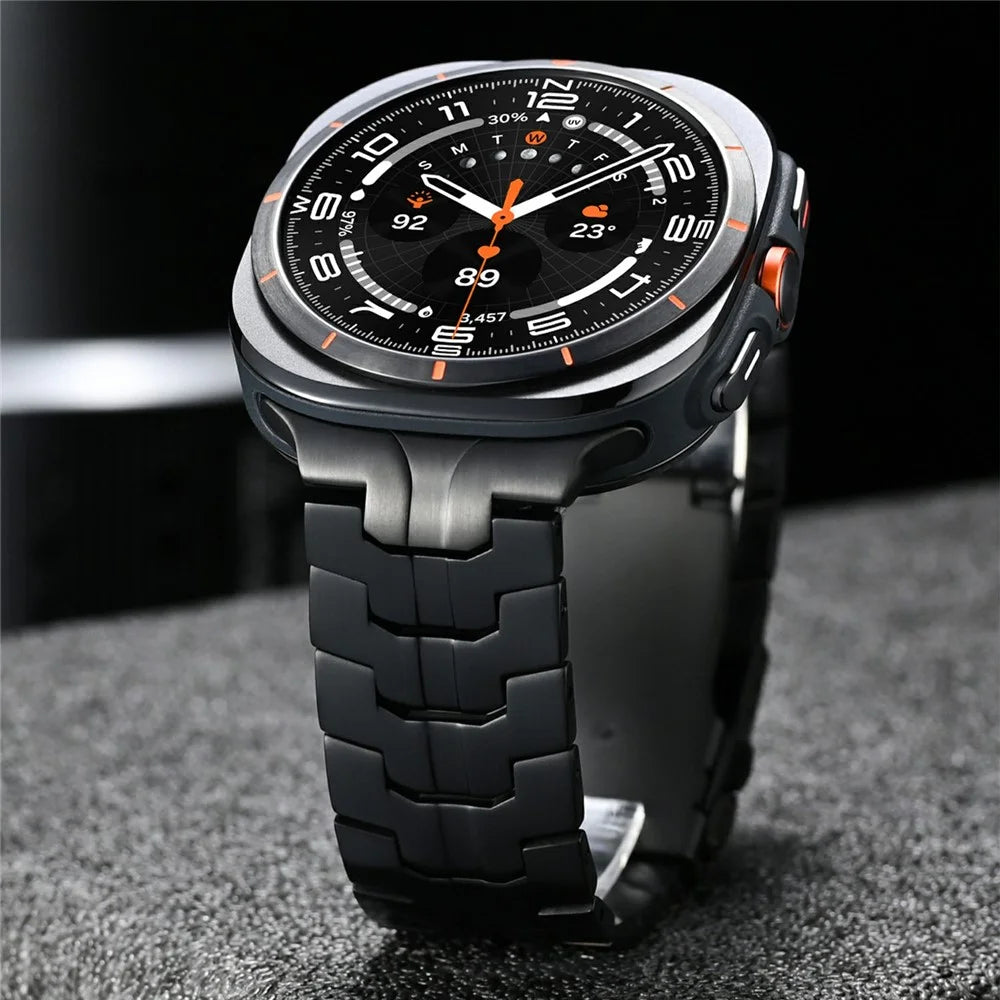Stainless Steel Watch Band For Samsung Galaxy Watch8 44mm / 40mm / Watch8 Classic 46mm Double Folding Buckle Wrist Strap Black - 4
