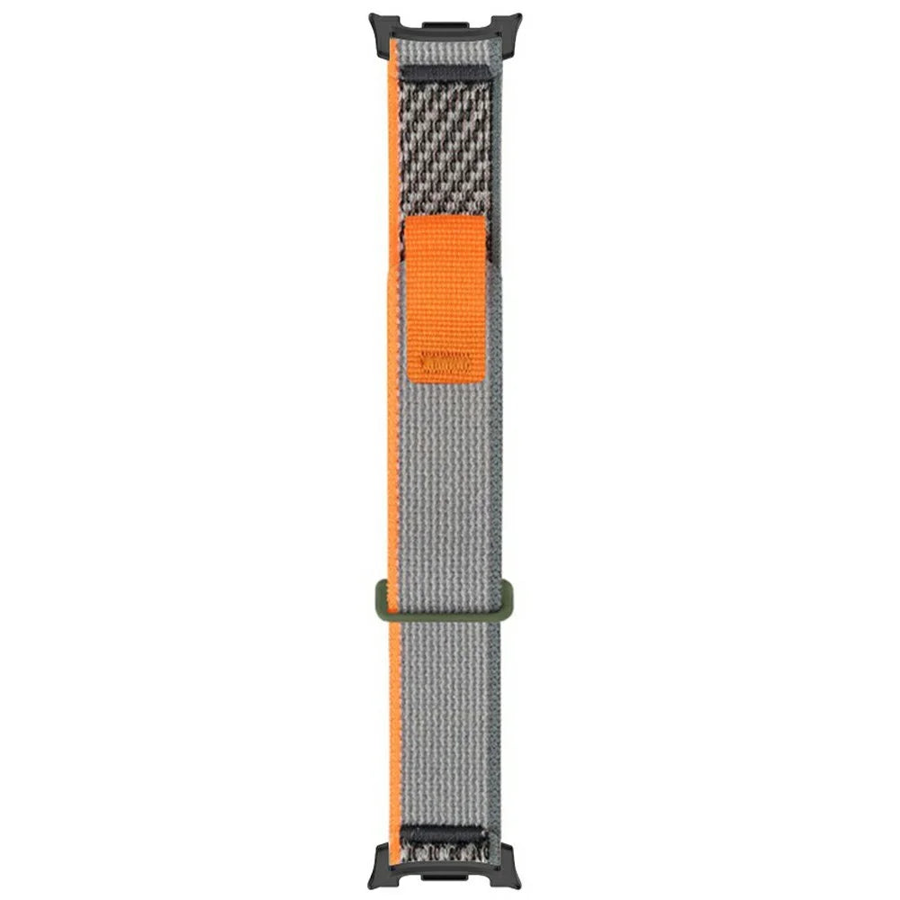 Nylon Watch Strap For Samsung Galaxy Watch8 44mm / 40mm / Watch8 Classic 46mm Loop Fastener Wrist Band with Metal Connectors - Orange / Grey - 1