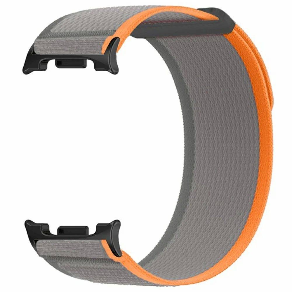 Nylon Watch Strap For Samsung Galaxy Watch8 44mm / 40mm / Watch8 Classic 46mm Loop Fastener Wrist Band with Metal Connectors - Orange / Grey - 3