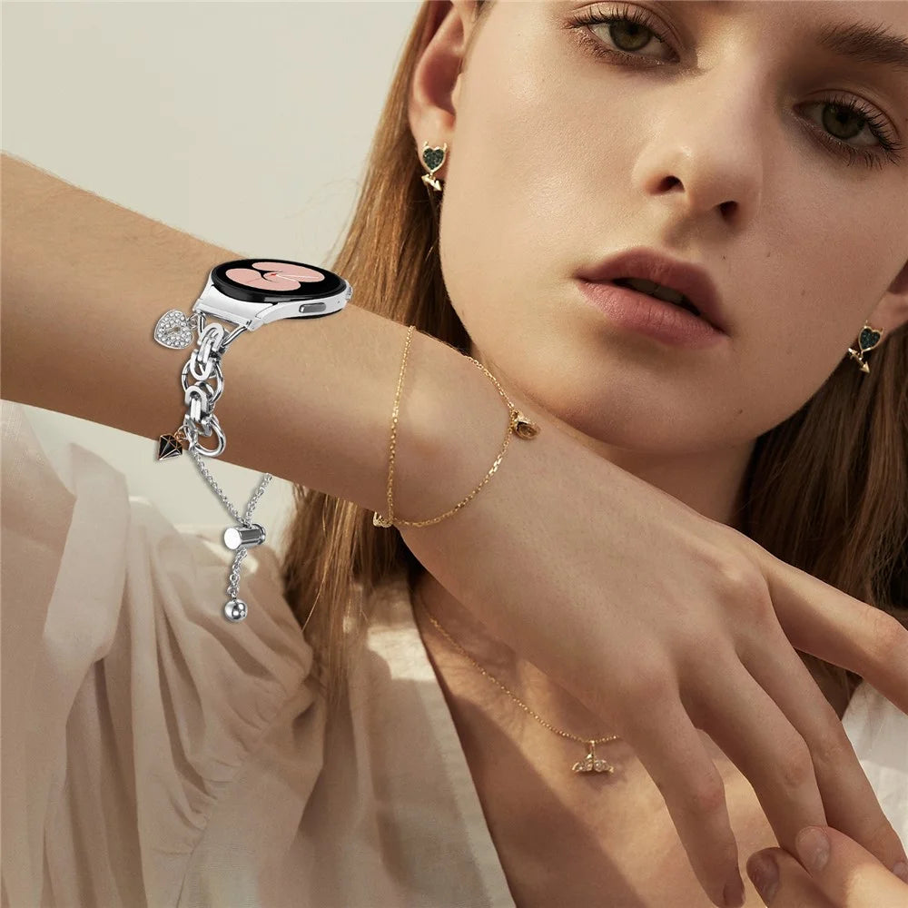 Silver Watch Band with Connector for Samsung Galaxy Watch6 / Watch6 Classic Single Chain Style Metal Alloy Strap - 6