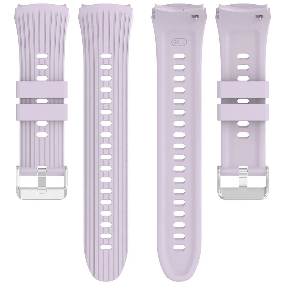 For Huawei Watch 5 42mm Striped Silicone Adjustable Watch Band Solid Color Soft Wristband - Light Purple - 5
